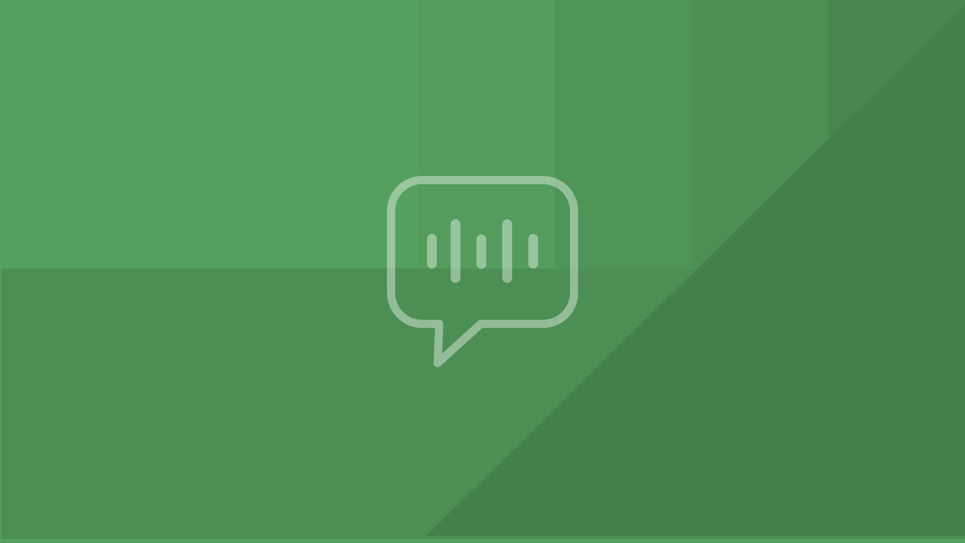 Chat bubble icon with a light green geometric background